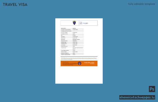 Thailand E-Visum: Beispielansicht in Word und PDF